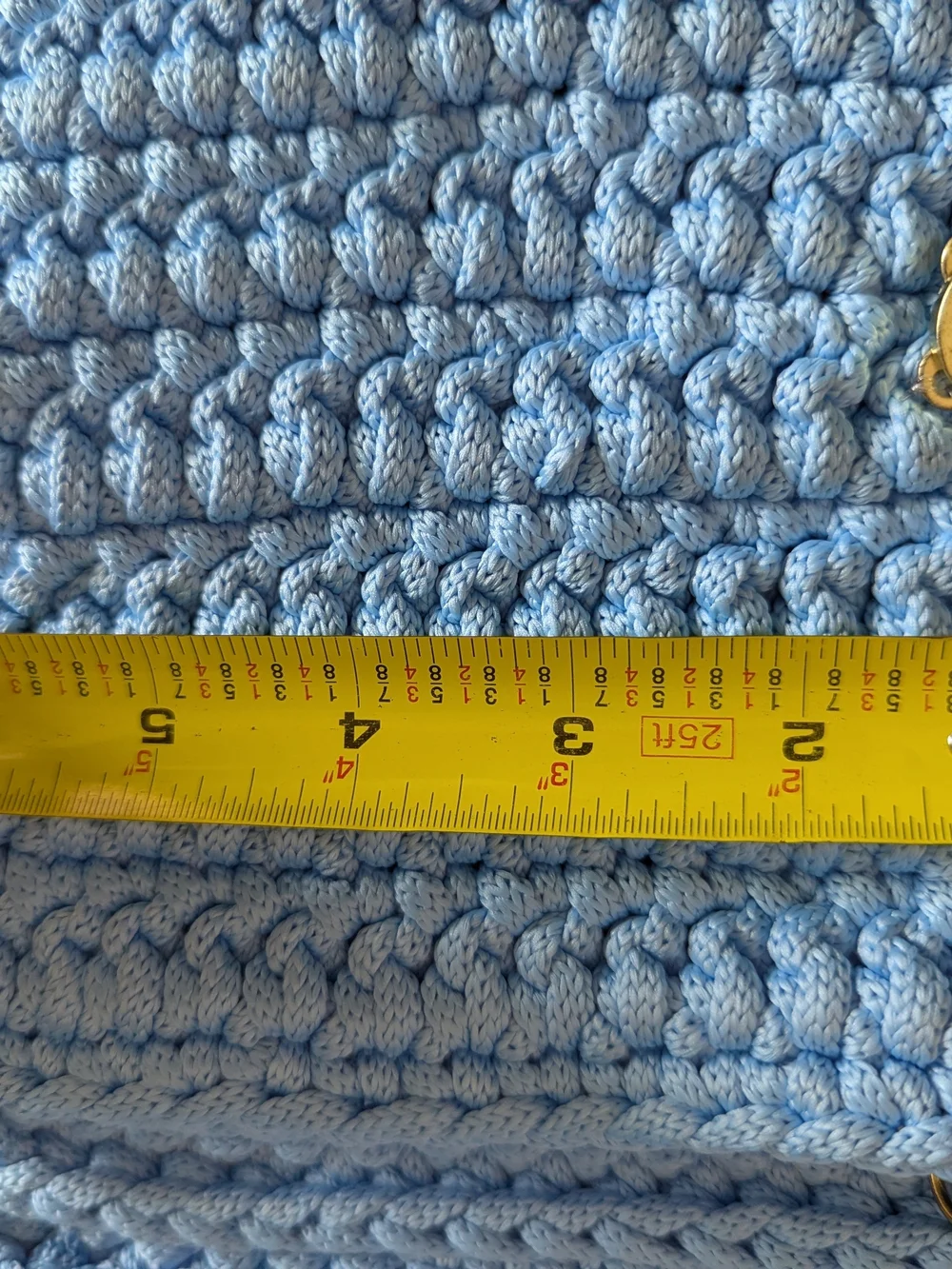 Handmade Light Blue Crochet Crossbody Bag with Tassel